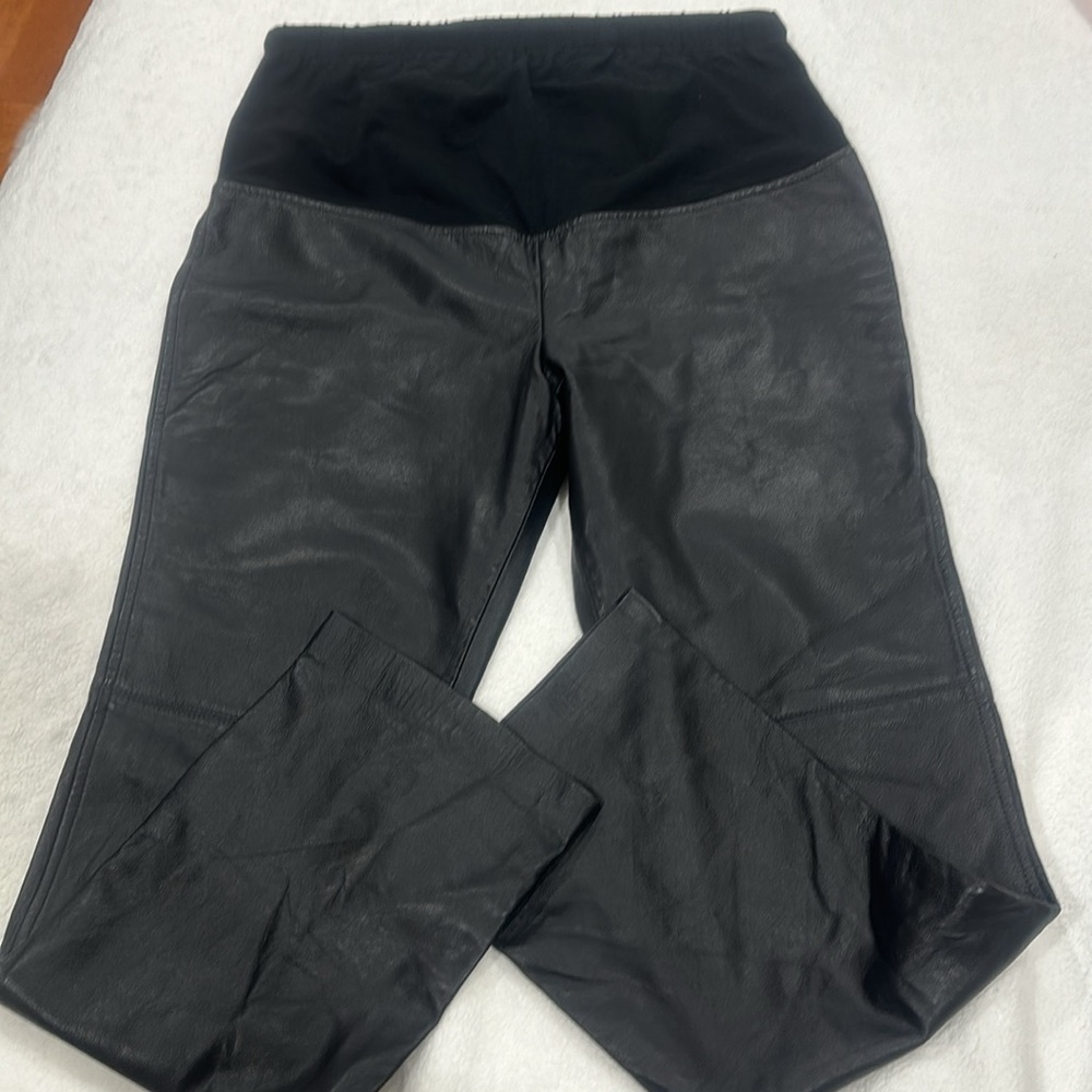 Mimi maternity Black real Leather Maternity pants size M Medium